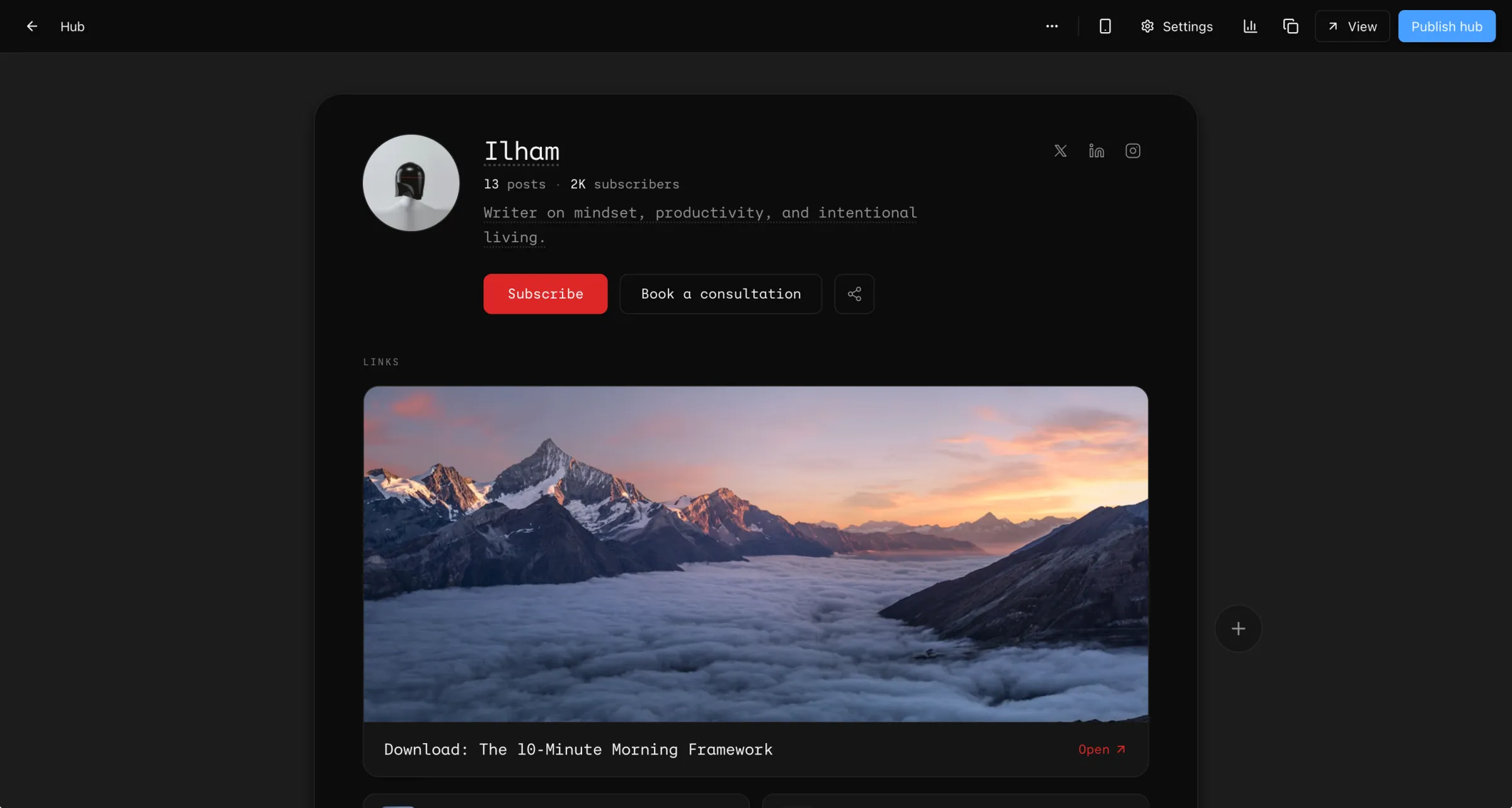 Hub · screenshot