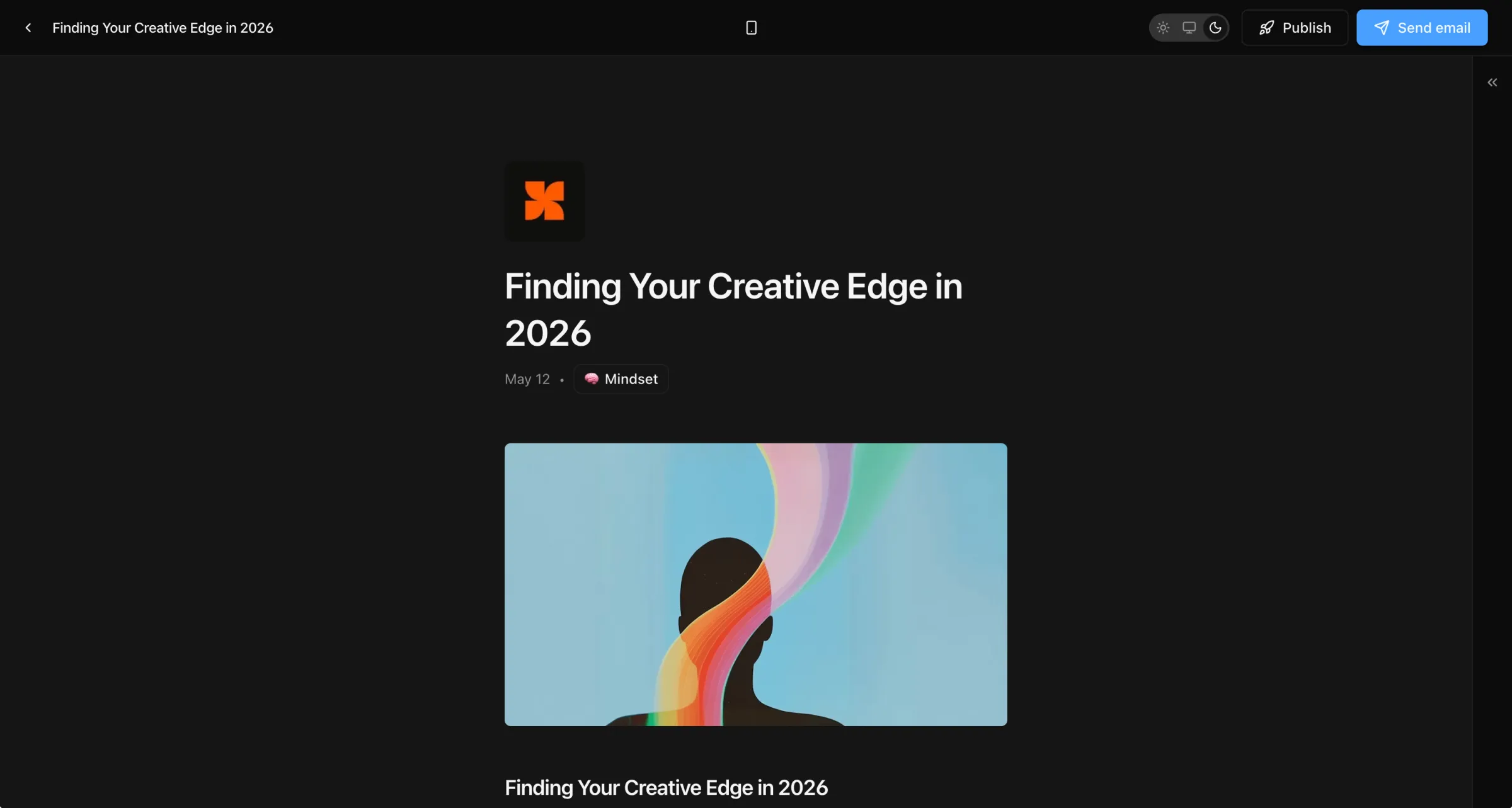 The Nashra editor — write once, publish to your Hub and your inbox.