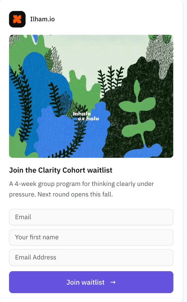 A Nashra waitlist page for a cohort, captured on a phone.