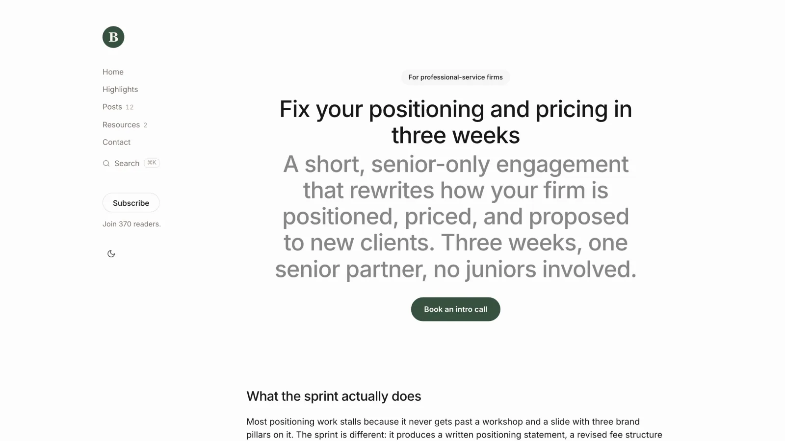 A Nashra landing page, rendered live