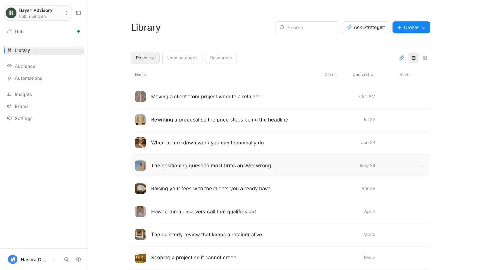 The Nashra Library, holding posts, landing pages, and resources together